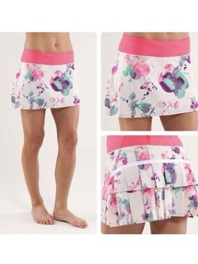 Rare Lululemon Run: Pace Setter Skirt Skort Size 6 Blurred Blossom Lined